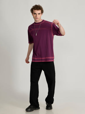 Lona - Fade Effect Baggy T-Shirt - Midnight Plum - Espanshe