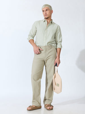 Bliss - Comfort Fit Cotton Pant - Light Sage Green - Espanshe