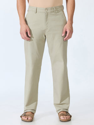Bliss - Comfort Fit Cotton Pant - Light Sage Green - Espanshe