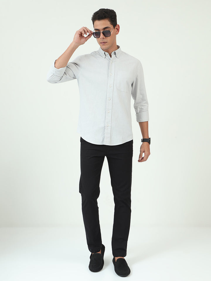 Gainsboro Gray Relaxed Fit Premium Linen Shirt For Men's