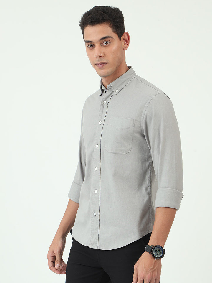 Men's Silver Gray Relaxed Fit Premium Linen Shirt