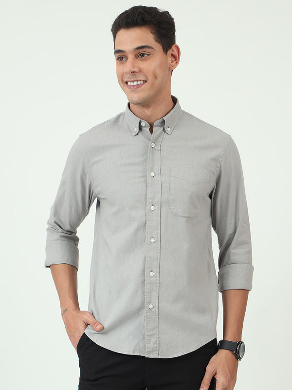 Silver Gray Relaxed Fit Premium Linen Shirt