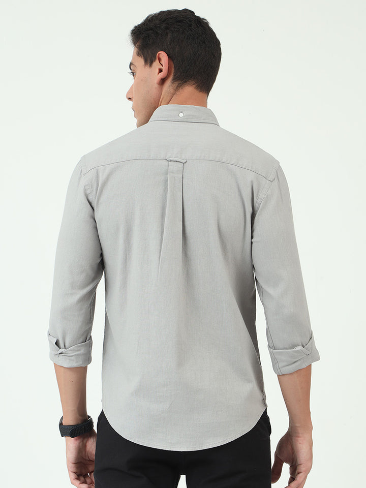 Men's Silver Gray Relaxed Fit Premium Linen Shirt