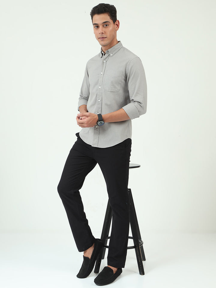 Silver Gray Relaxed Fit Premium Linen Shirt For Men's
