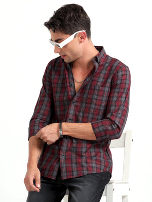 Checkmate Multi Checks Shirt Heath Red - Espanshe