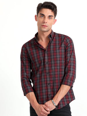 Checkmate Multi Checks Shirt Heath Red - Espanshe