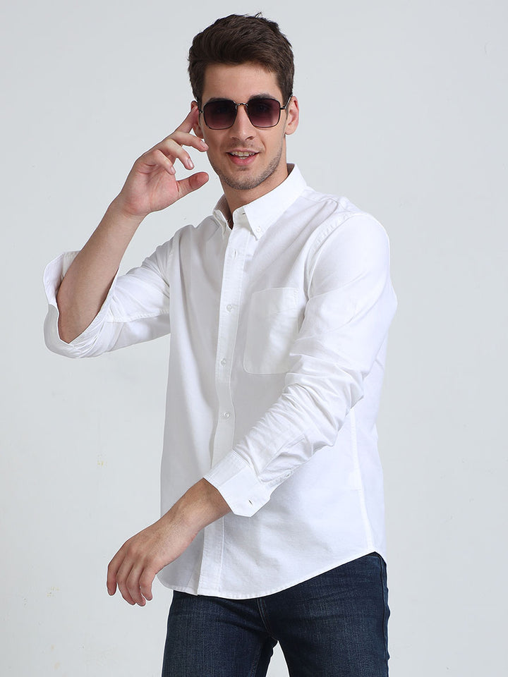 White Relaxed Fit Oxford Shirt