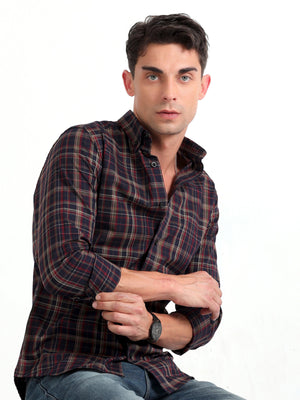 Checkmate Multi Checks Shirt Ebony Blue - Espanshe