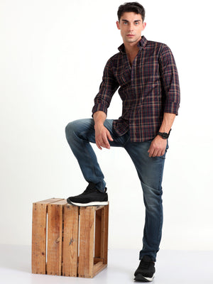 Checkmate Multi Checks Shirt Ebony Blue - Espanshe