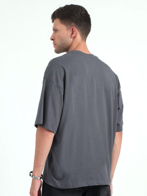 Gray Baggy Fit Round Neck T-Shirt - Espanshe