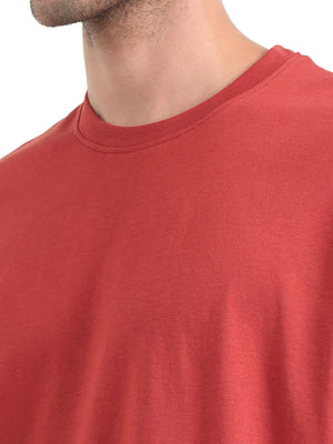 Rust Red Baggy Fit Round Neck T-Shirt