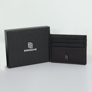 Plane Folding Genuine Leather Card Holder - Coffee Brown - Espanshe