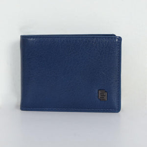 Two Folding Genuine Leather Money Clip Card Holder Wallet - Agate Blue - Espanshe