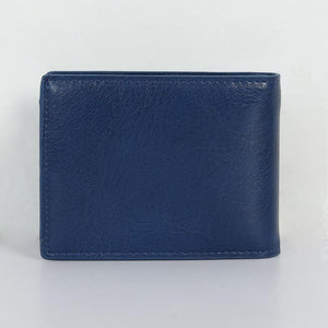 Two Folding Genuine Leather Money Clip Card Holder Wallet - Agate Blue - Espanshe
