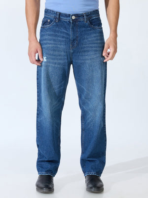 Kool - Relaxed Fit Distressed Jeans - Blue - Espanshe