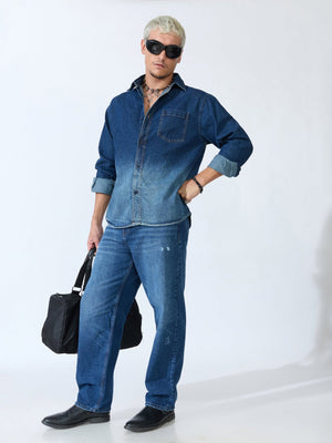 Kool - Relaxed Fit Distressed Jeans - Blue - Espanshe