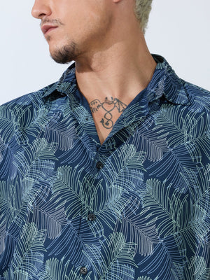 Koralo - Digital Printed Half Sleeve Shirt - Space Blue - Espanshe