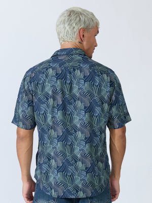 Koralo - Digital Printed Half Sleeve Shirt - Space Blue - Espanshe