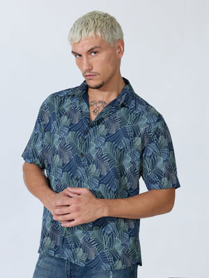 Koralo - Digital Printed Half Sleeve Shirt - Space Blue - Espanshe