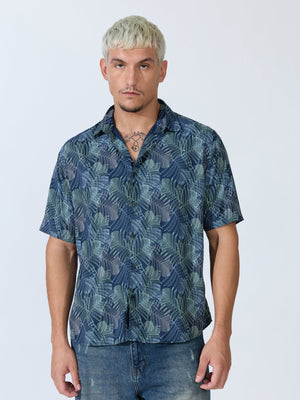Koralo - Digital Printed Half Sleeve Shirt - Space Blue - Espanshe