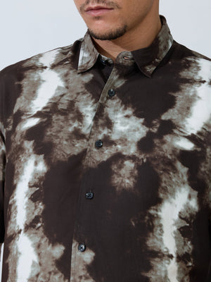 Koralo - Digital Printed Half Sleeve Shirt - Dark Coffee - Espanshe