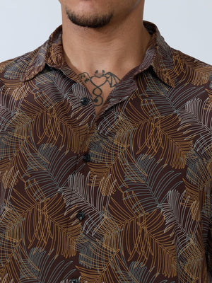 Koralo - Digital Printed Half Sleeve Shirt - Brown - Espanshe