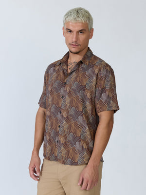 Koralo - Digital Printed Half Sleeve Shirt - Brown - Espanshe