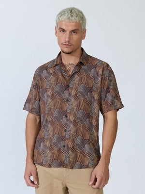 Koralo - Digital Printed Half Sleeve Shirt - Brown - Espanshe