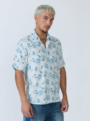 Koralo - Digital Printed Half Sleeve Shirt - Light Blue - Espanshe