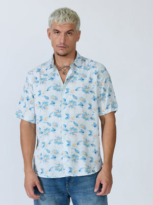 Koralo - Digital Printed Half Sleeve Shirt - Light Blue - Espanshe