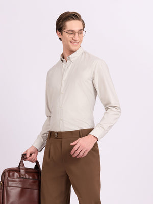 Lololo - Relaxed Fit Plain Shirt - Light Grey - Espanshe