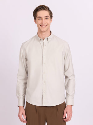 Lololo - Relaxed Fit Plain Shirt - Light Grey - Espanshe