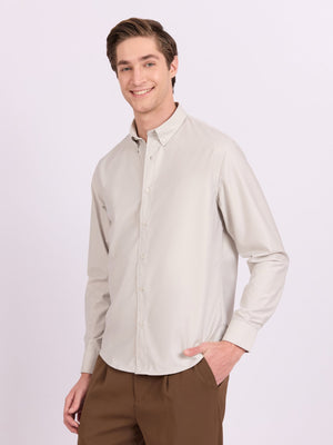 Lololo - Relaxed Fit Plain Shirt - Light Grey - Espanshe