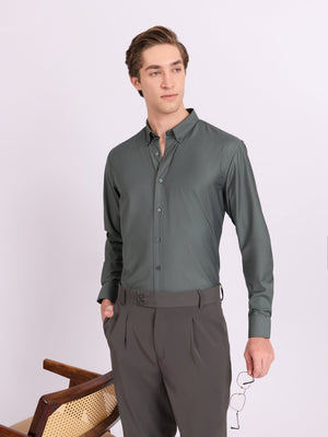 Lololo - Relaxed Fit Plain Shirt - Silver Pine - Espanshe