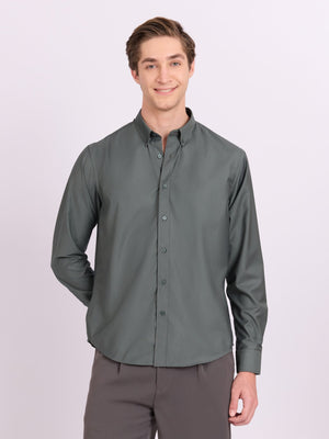 Lololo - Relaxed Fit Plain Shirt - Silver Pine - Espanshe
