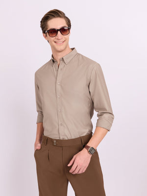 Lololo - Relaxed Fit Plain Shirt - Parchment - Espanshe