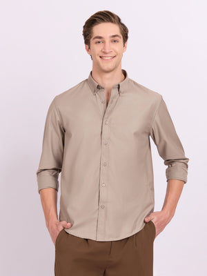 Lololo - Relaxed Fit Plain Shirt - Parchment - Espanshe