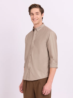 Lololo - Relaxed Fit Plain Shirt - Parchment - Espanshe