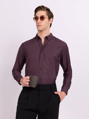 Lololo - Relaxed Fit Plain Shirt - Purple Plum - Espanshe