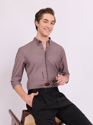 Lololo - Relaxed Fit Plain Shirt - Elderberry - Espanshe