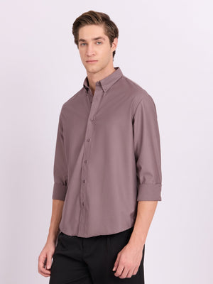 Lololo - Relaxed Fit Plain Shirt - Elderberry - Espanshe