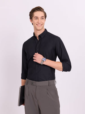 Lololo - Relaxed Fit Plain Shirt - Navy Blue - Espanshe