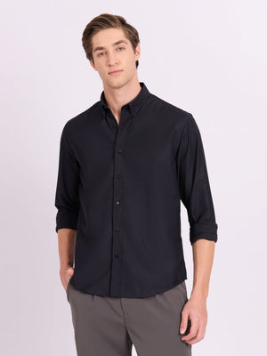 Lololo - Relaxed Fit Plain Shirt - Navy Blue - Espanshe