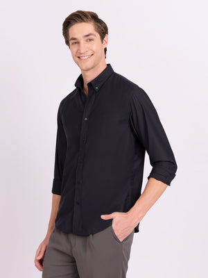 Lololo - Relaxed Fit Plain Shirt - Navy Blue - Espanshe