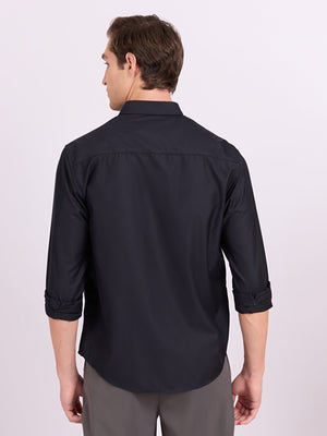 Lololo - Relaxed Fit Plain Shirt - Navy Blue - Espanshe