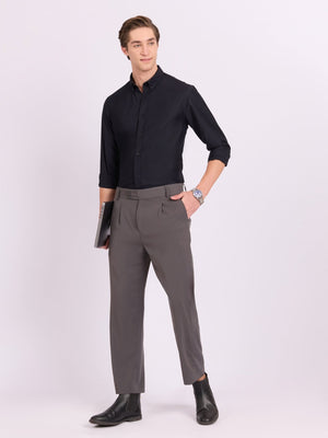 Lololo - Relaxed Fit Plain Shirt - Navy Blue - Espanshe