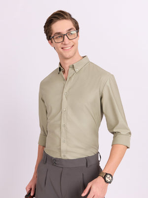Lololo - Relaxed Fit Plain Shirt - Pastel Sage - Espanshe