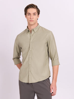 Lololo - Relaxed Fit Plain Shirt - Pastel Sage - Espanshe