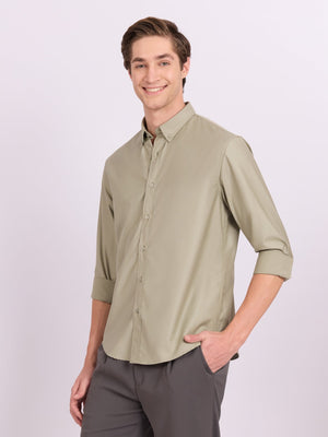 Lololo - Relaxed Fit Plain Shirt - Pastel Sage - Espanshe