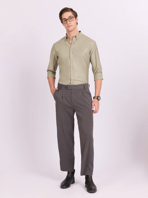 Lololo - Relaxed Fit Plain Shirt - Pastel Sage - Espanshe